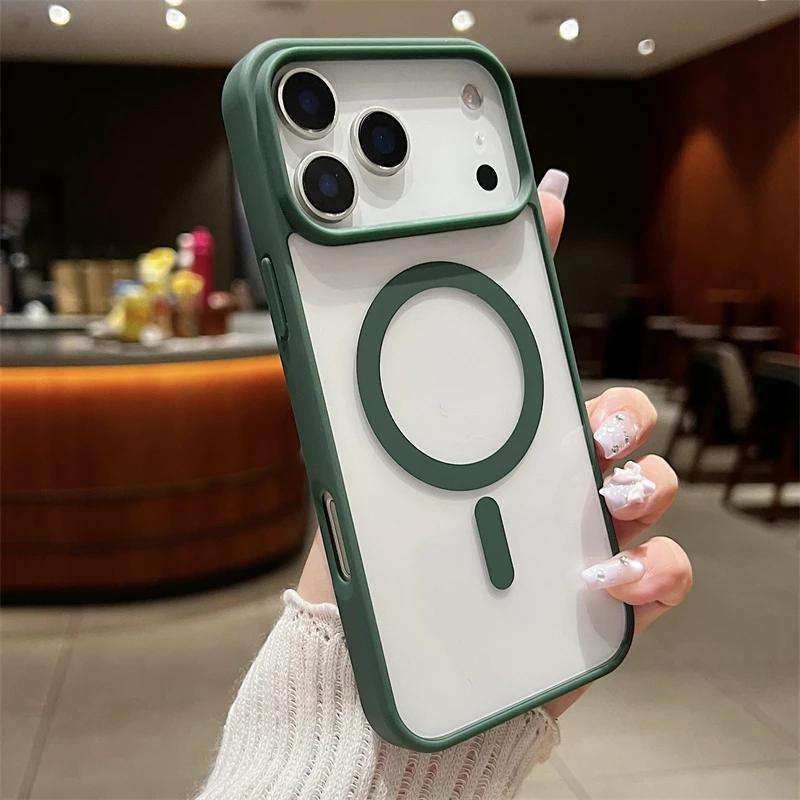 Роскошный противоударный чехол с магнитной фиксацией для iPhone 17 Air 16 15 14 Plus 13 12 11 Pro Max для беспроводной зарядки MagSafe Чехол-накладка