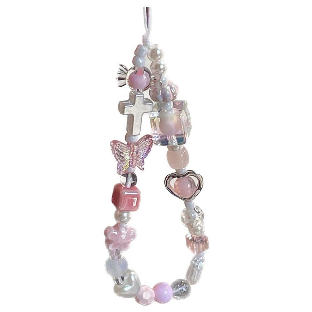 Heart CCD Camera Wrist Strap DIY Beaded Phone Strap, Phone Case Charm, Delicate