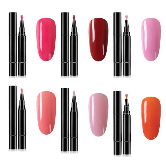 1/6Pcs Nail Polish Pen 3-in-1 Quick Dry Long Lasting High Gloss DIY Manicure Nail Art Natural Nude Women Girls Fingernail Toenail Gel Polish Pen