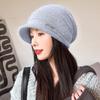 Rabbit Fur Blended Stacking Hat Women's Autumn and Winter Big Head Circumference Warm Wool Hat Versatile Bag Head Duck Tongue Knitted Hat