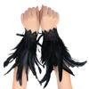 Feather Wrist Cuffs Feather Lace Bracelets Black Floral Lace Wristband for Women Halloween Costume Cosplay