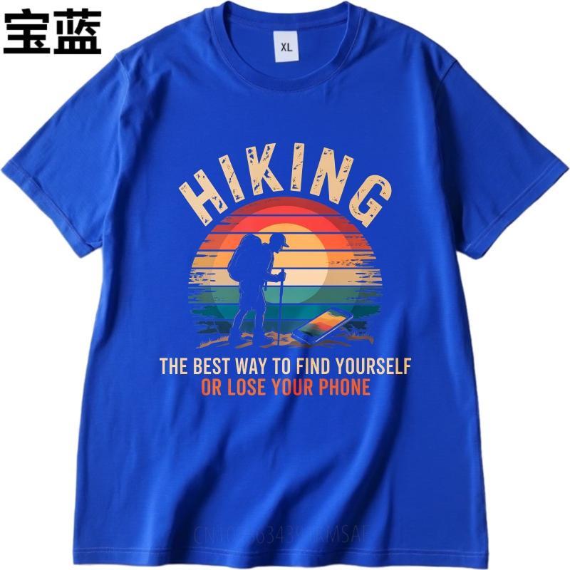 Anime Man Summer Tshirt Hiking Sunset Hiker Phone Nature Adventure Outdoors Exploration Short Sleeve Cotton ONeck Women