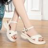Beach Sandal Woman Causal Shoes 2025 Soft Leather Suit Female Beige Thick Medium Gladiator Anti-slip Breathable Comfortable