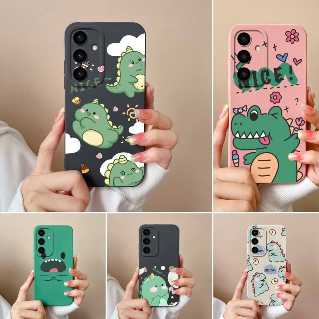 Phone Shell For Samsung A05 A36 A56 A26 S25 Plus Ultra F14 A05S A16 Case Liquid Silicone Lovely Dinosaur Cover Shockproof Protective For Samsung Capas