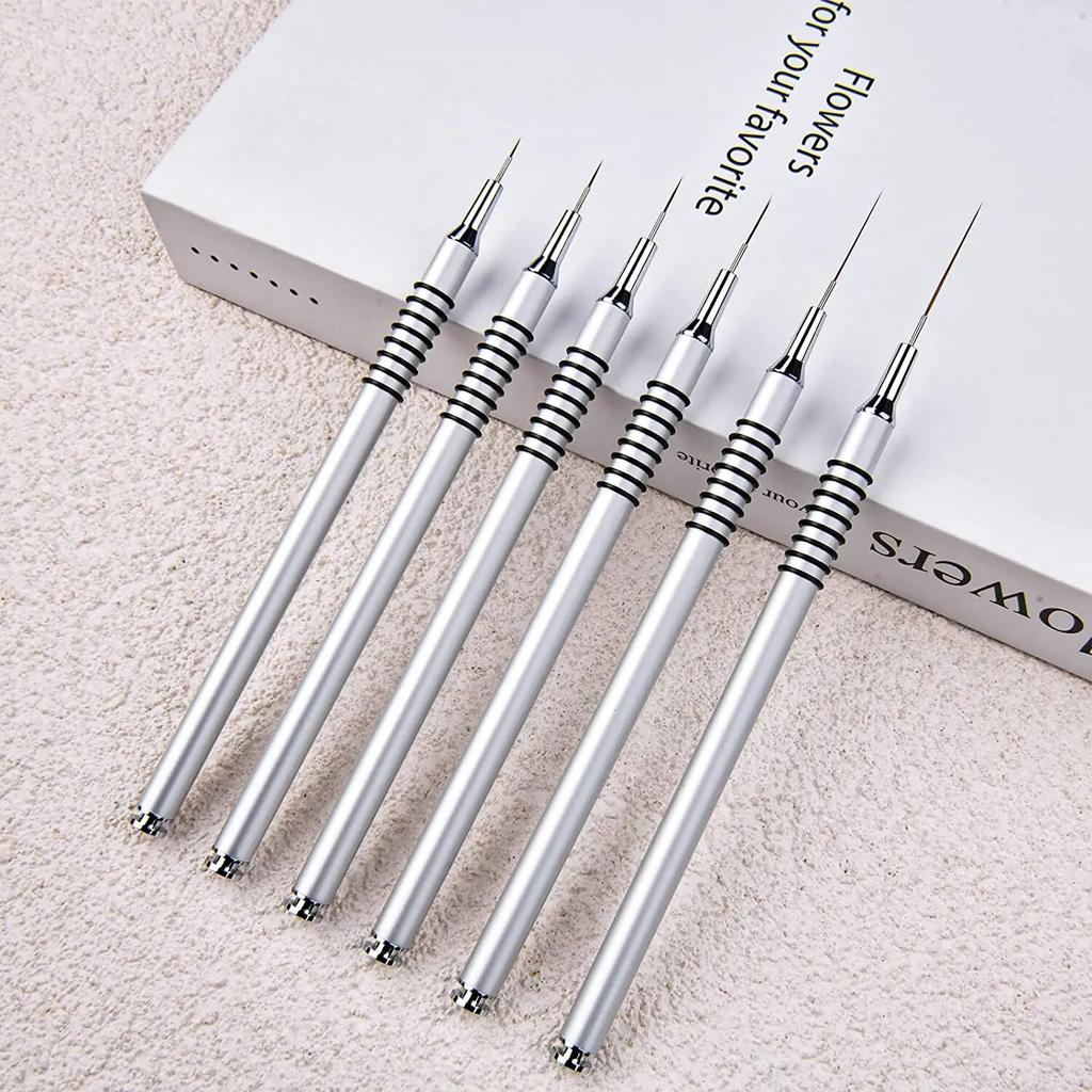 6Pcs/set Nail Art Liner Brushes Nail Art Design Brush Striping Thin Long Lines Dotting Drawing Pen UV Gel Polish Painting Brushes