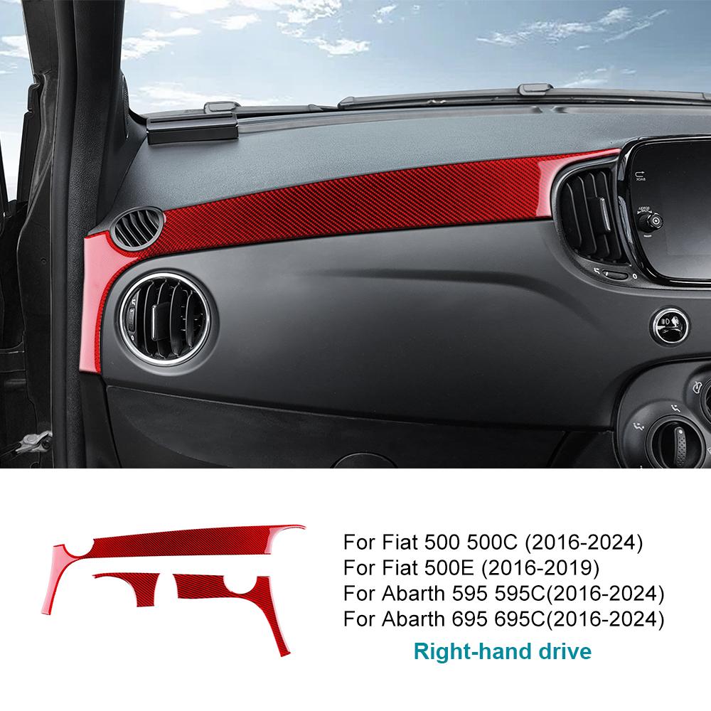 Real Soft Carbon Fiber Sticker For Fiat 500 500C/Abarth 595 595C /695 695C 2016 2017 2018-2024 500e 16-19 Car Instrument Strip