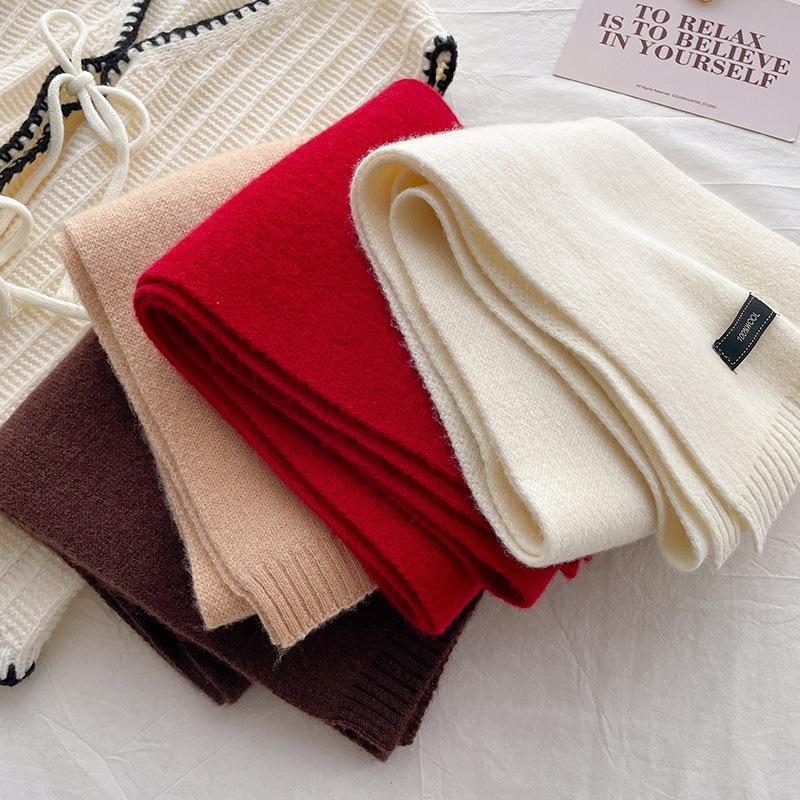 Winter High-end Pure Wool Knitted Scarf, Red Scarf, Gifts for Men and Women Couples, New Models
