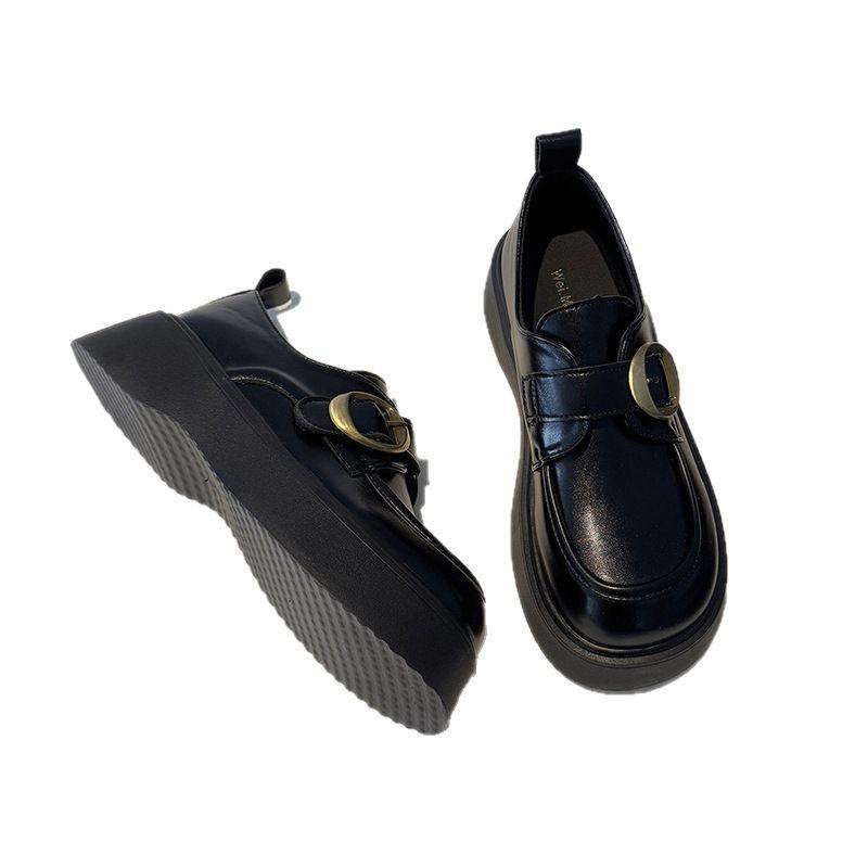Leather Platform Loafers Women's Shoes 2025 Spring and Summer New Popular Height Increase Small British Style Small Leather Shoes Single Shoes