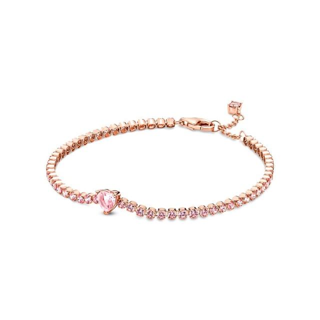 100% 925 серебряный материал зимний новый оригинальный логотип блестящий Love Heart Pav éTennis браслет женский браслет модные ювелирные изделия подарок