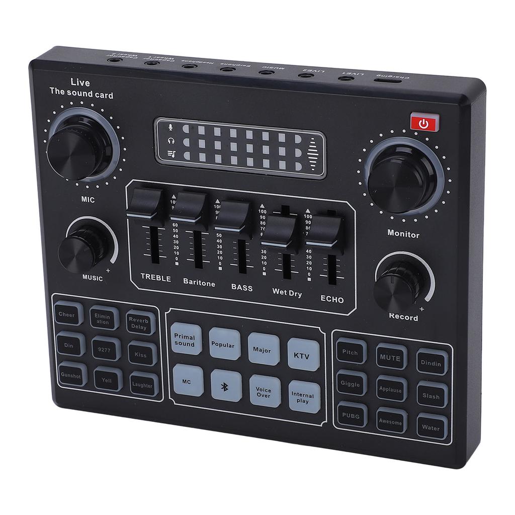 Двухканальная звуковая карта для прямой трансляции, Bluetooth аудиомикшер-конвертер с зарядным кабелем, батарея 800 мАч