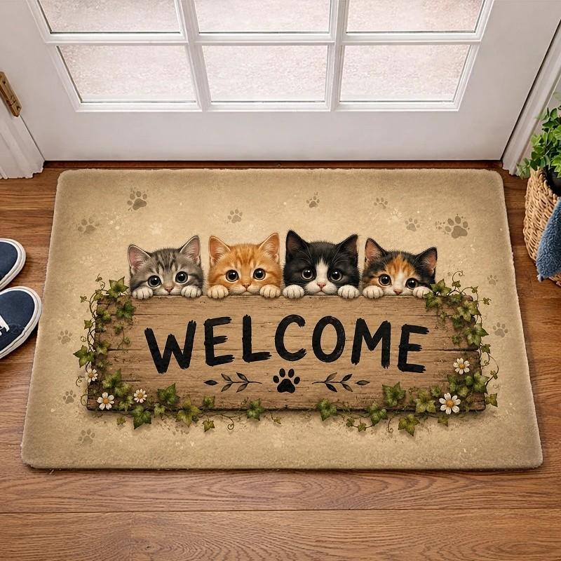 Cute Group Dogs And Cats Snack Sofa Front Door Mat Non Slip Entryway Rug For Indoor Entrance Porch Home Decor