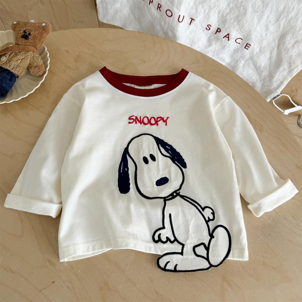 Boys Long Sleeve Block Graphic Tee for Fall Kids Casual Top