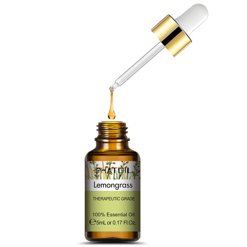 Эфирные масла лемонграсса PHATOIL с капельницей для ароматерапевтических диффузоров, освежение воздуха, облегчение массажа тела, арома-масла 5 мл/10 мл/30 мл/100 мл
