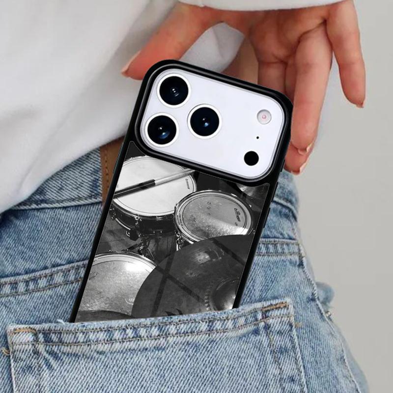 Musical Instrument Drum soft Phone Case for iPhone 17ProMax 12 13 14 15 16e 17 Pro Max Plus Air Cover