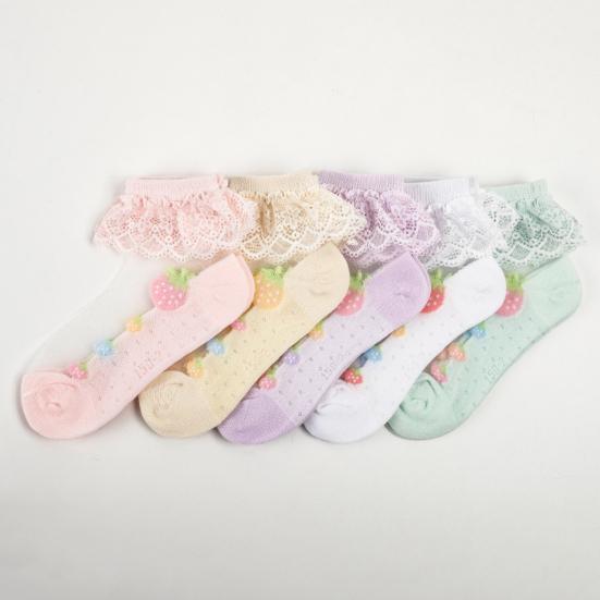 5 Pairs Baby Socks Super Soft Wear Resistant Cotton Infant Lace Socks Turn Cuff Ruffle Princess Socks