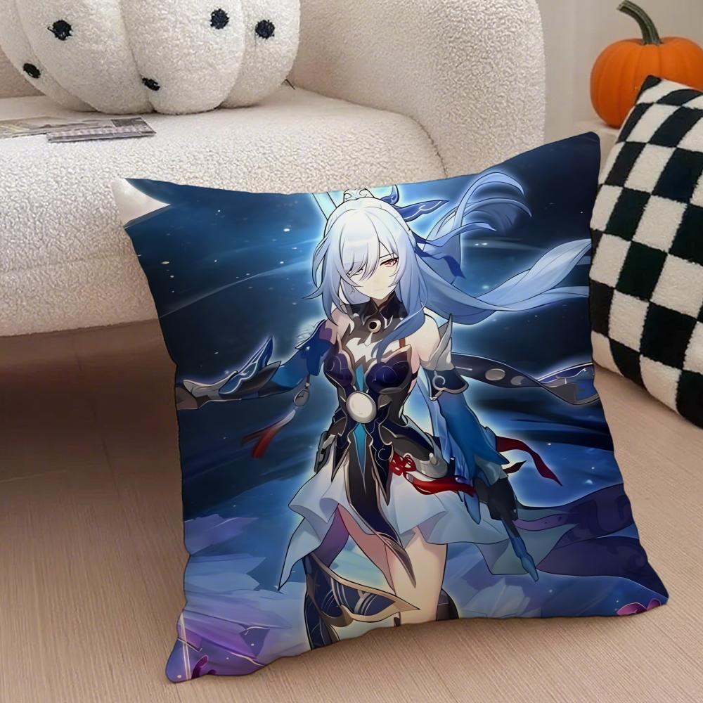 JJingliu Star Rail D Game Cushion Cover Throw Pillow Cover Hidden Button Durable Polyester Chair Cushion
