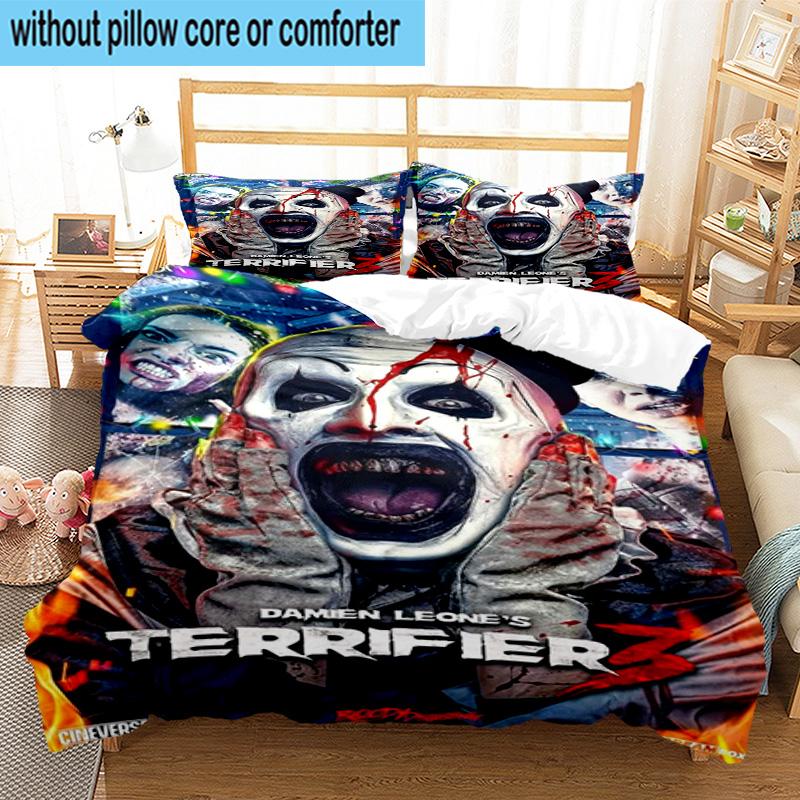 3PCS Clown Horror 3pcs Bedding,Including 3PCS Duvet Cover And 2pcs Pillowcases Perfect for Christmas,Ideal for Bedroom, Dormitory