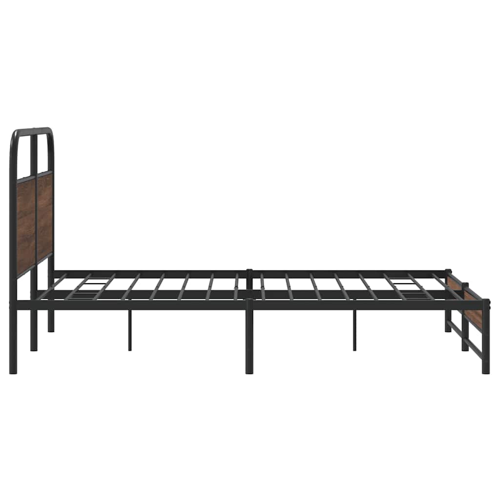 Metal Bed Frame without Mattress Brown Oak Effect 160x200 cm