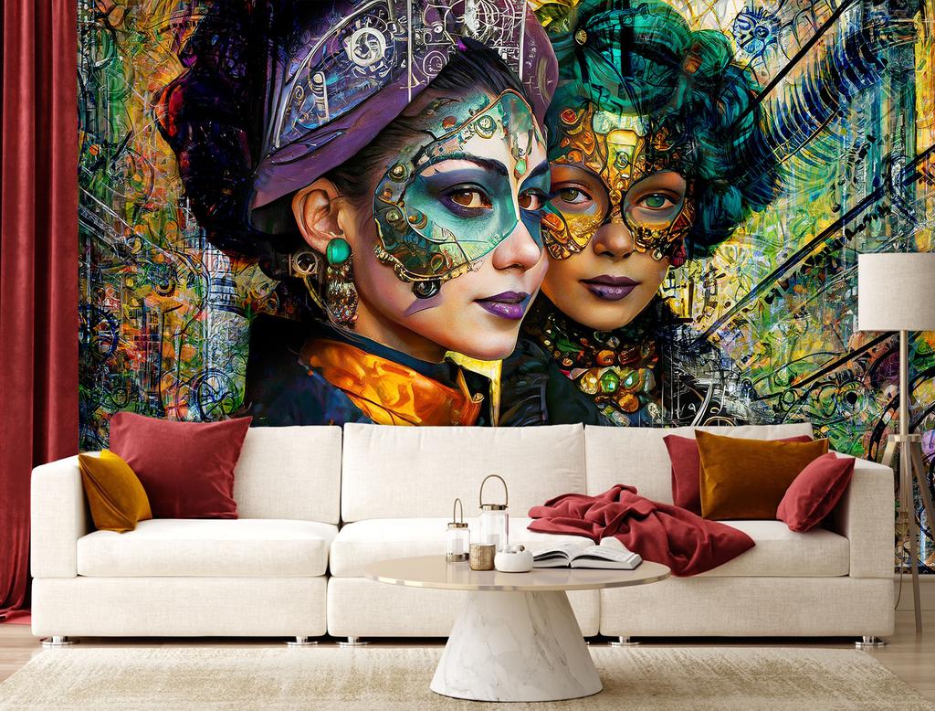 Wallpaper Carnival Woman Abstraction