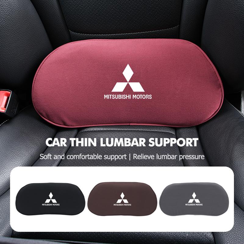 dnsh2 For Mitsubishi Car Logo Suede Seat Non-slip Back Cushion Lumbar Pad Waist Protection Mat Outlander Lancer Cross Colt Xpander