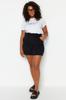 Women's Fashion New Plus Big Size Shorts & Bermuda Black Finike Carrot Woven Shorts Bermuda