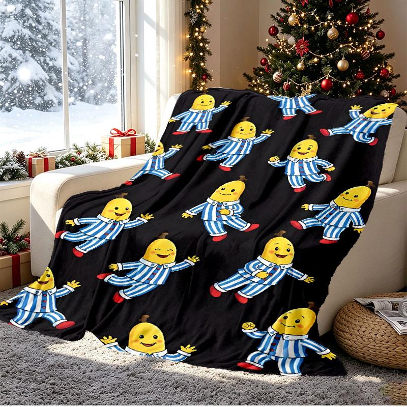 Bananas in Pyjamas Pattern Blanket for Home Decoration, Bed, Sofa, Car Travel, Camping, Suitable for All Seasons, Birthday Christmas Gift