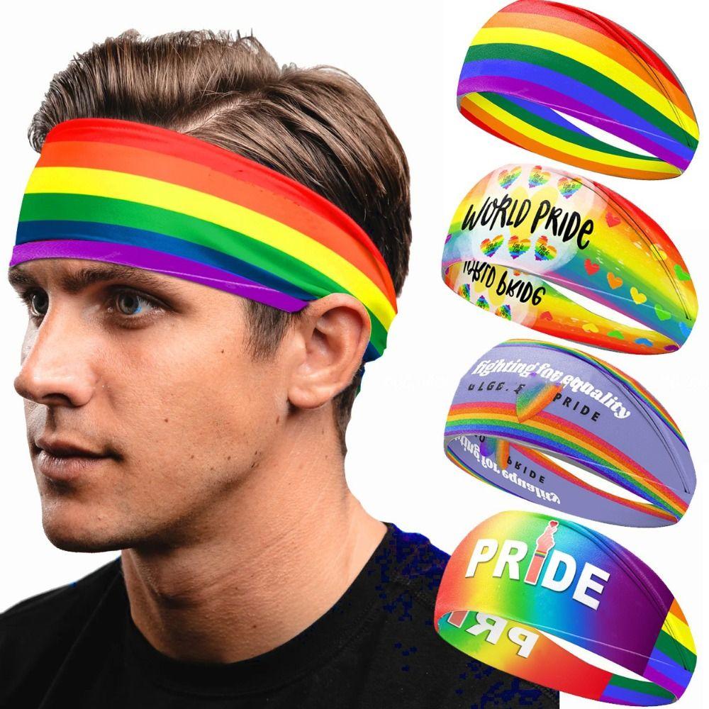 Sweat Absorbing Rainbow Headband Parade Sports Hairband Sweet Rainbow Elastic Headband Makeup
