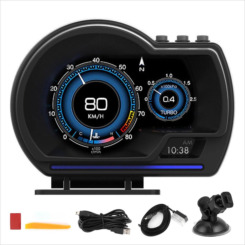 Проекционный дисплей OBD2+GPS Smart Gauge Car HUD спидометр Turbo RPM сигнализация для автомобиля грузовика