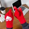 1 Pair Women Gloves Fingerless Red Heart Design Soft Fleece Lined Touchscreen Warm Mittens Valentine Day New Year Accessories