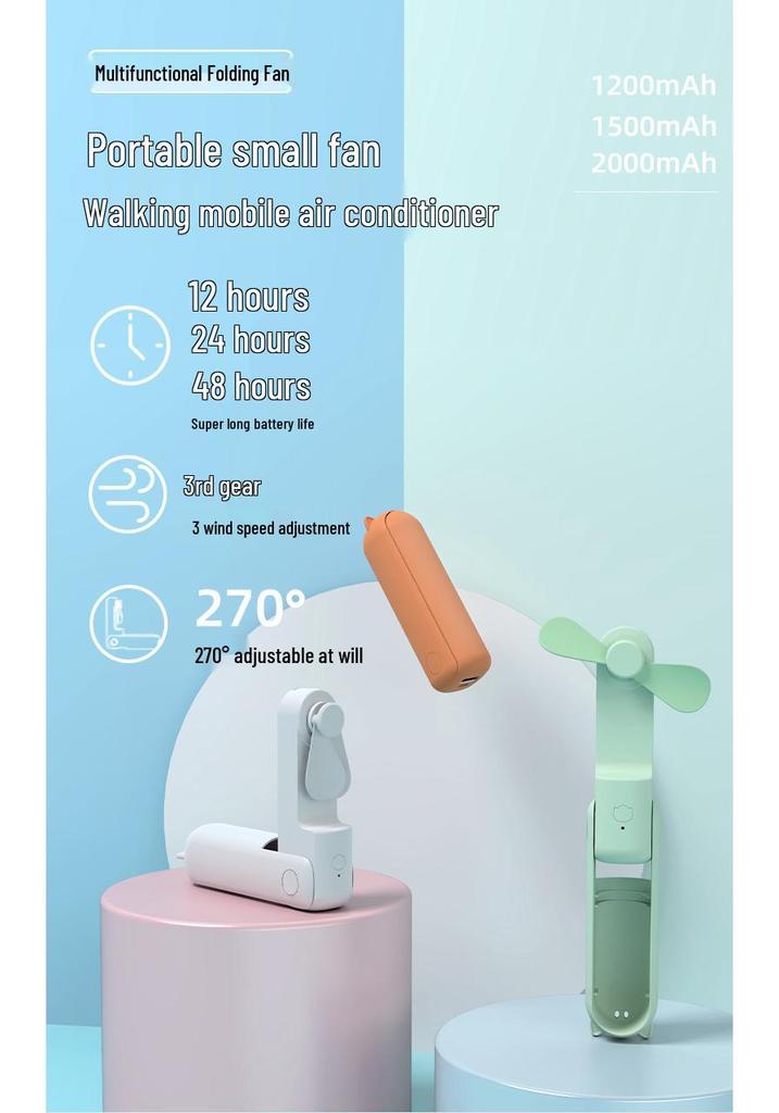 Best-Selling Multi-functional Portable Fan & Power Bank - Compact Handheld Cooling Solution and Smart Gift