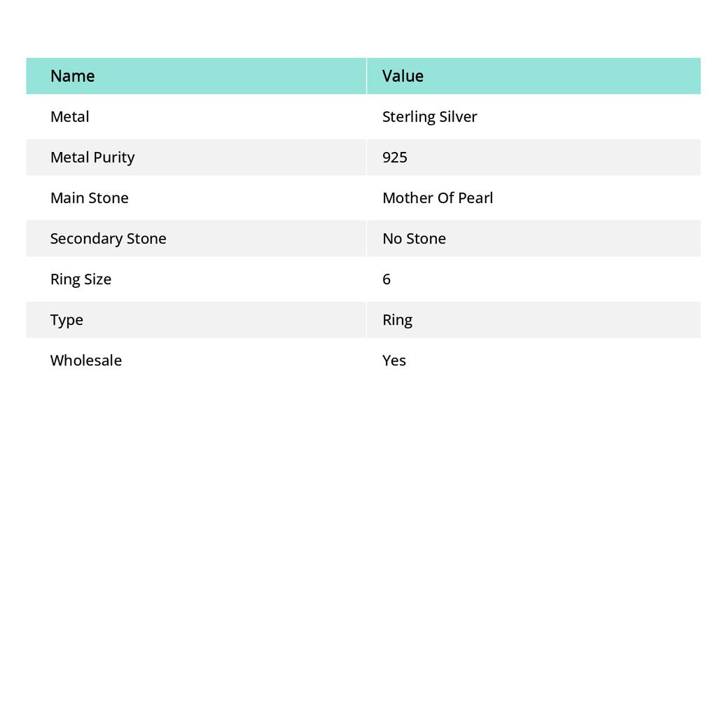 Ручная работа из стерлингового серебра 925 пробы, кольцо с перламутром, размер 6 r9i01