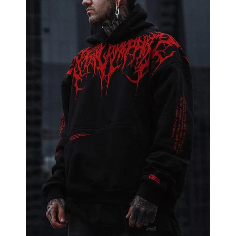 Мужская зимняя повседневная толстовка с капюшоном и узором Evil Blood