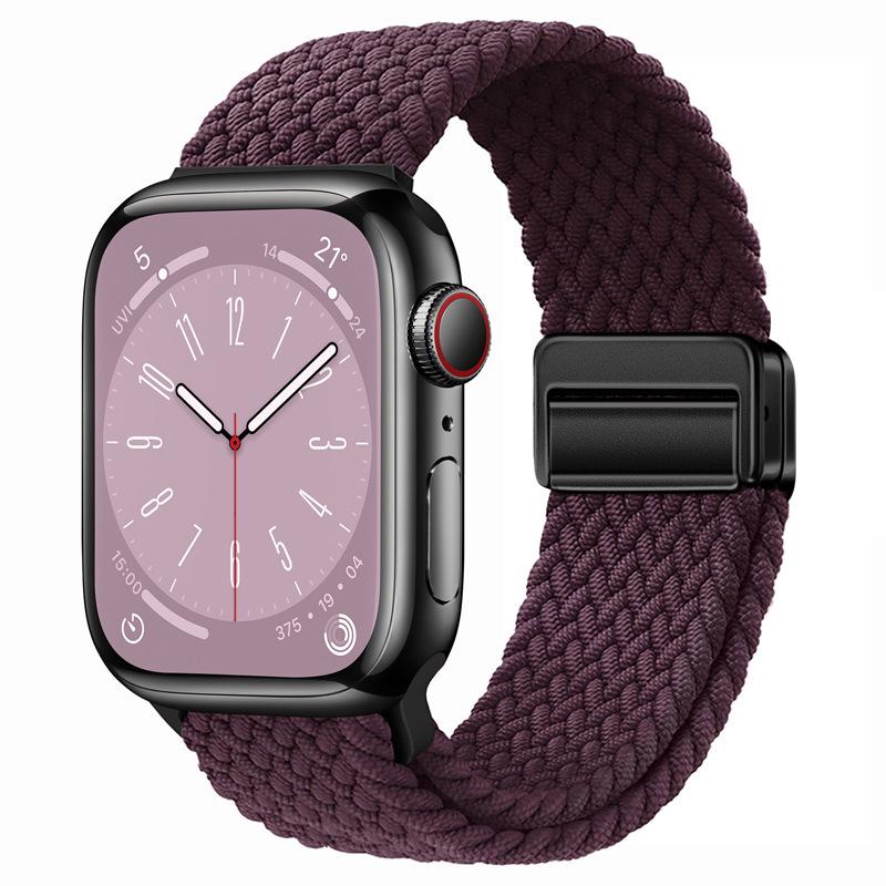 Эластичный радужный нейлоновый плетеный ремешок для Apple Watch с магнитной застежкой
