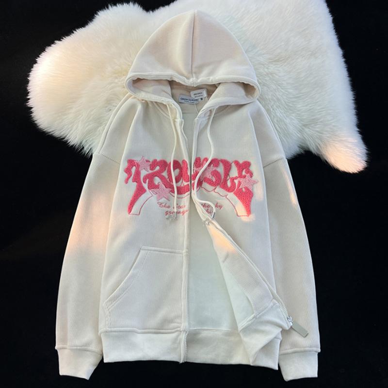 Куртка-свитер с капюшоном, женская осенне-зимняя стеганая удобная свободная повседневная куртка с принтом, универсальная свободная куртка на молнии