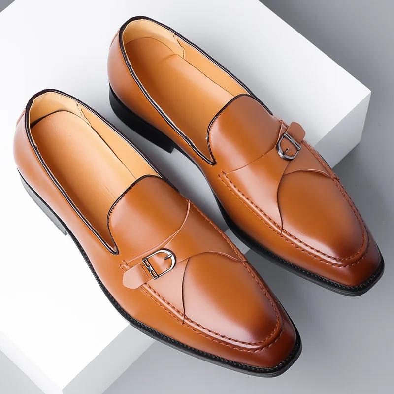 New Designer Leather Platform Big Size Dress Shoes For Men Soft-Soled Belt Buckle Men'S Wedding Shoes Fashion Male Derby Shoes