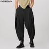 INCERUN Весенние мужские модные широкие длинные брюки для бега, однотонные повседневные свободные брюки макси, большие размеры