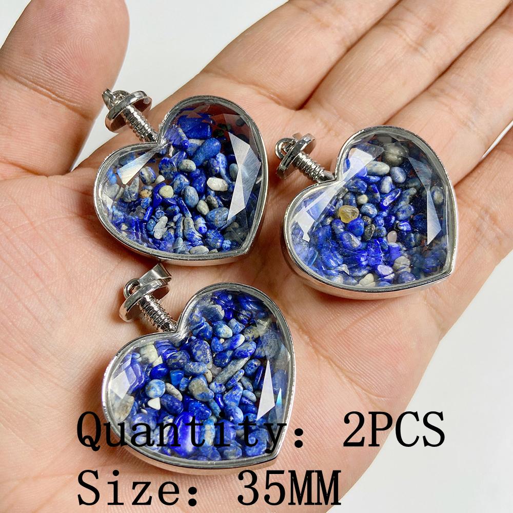 Natural Blue Lapis Lazuli Connector Charms Pendant Stone Warter Drop Teardrop Heart Pendants Charm For Jewelry Making Necklaces