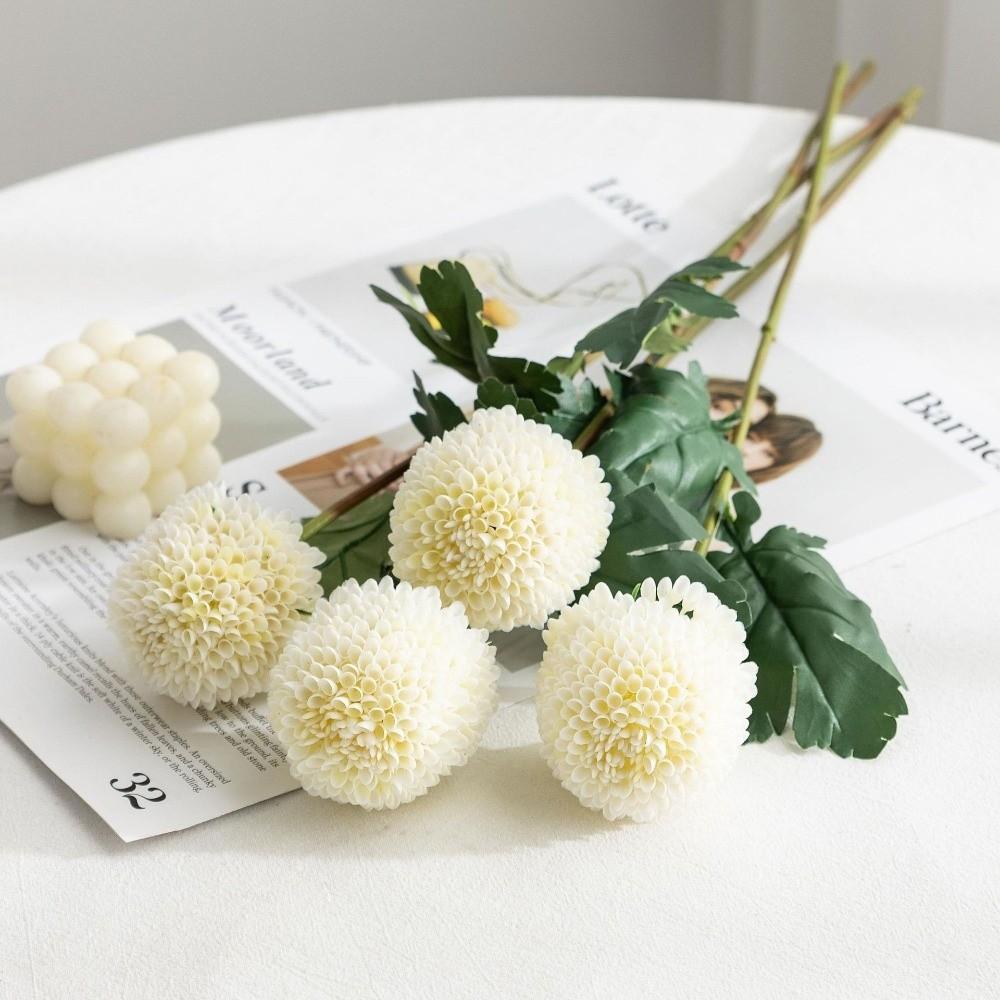 Silk Cloth Simulation Chrysanthemum Green Flower DIY Floral Materials Fake Flower Ball Realistic Soft Simulation Flowers