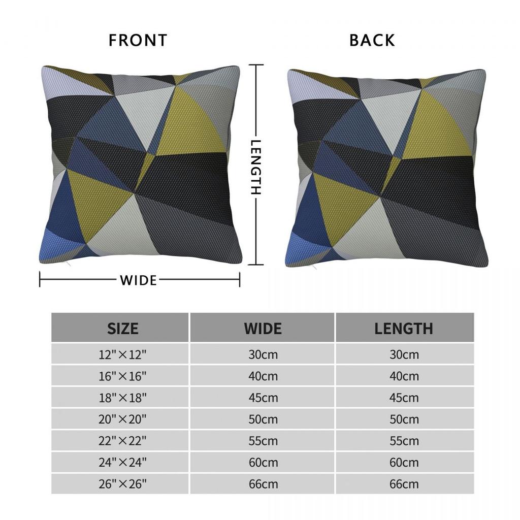 Blue Gold Triangles Wedges Pillowcase Polyester Linen Velvet Printed Zip Decor Pillow Case Sofa Seater Cushion Cover