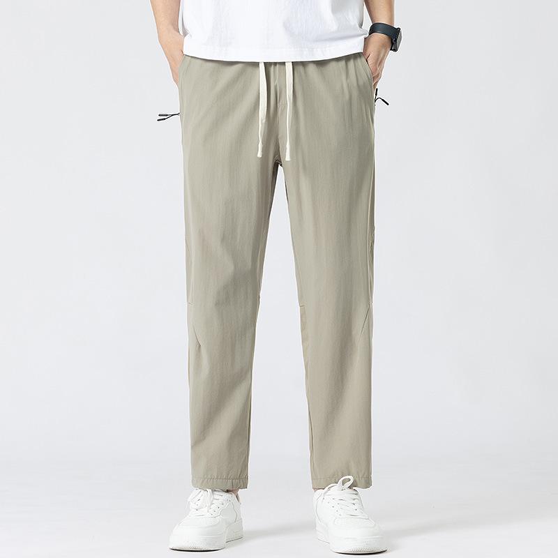 2025 New Summer Ice Silk Pants Thin Section Quick-drying Sports Pants Men's Loose Casual Straight Leg Sweat Pants