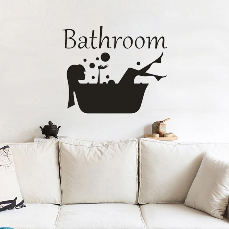Detachable Girl and Woman Bathroom Sticker Art Wash Room Decorative Wall Decal Wall AVE