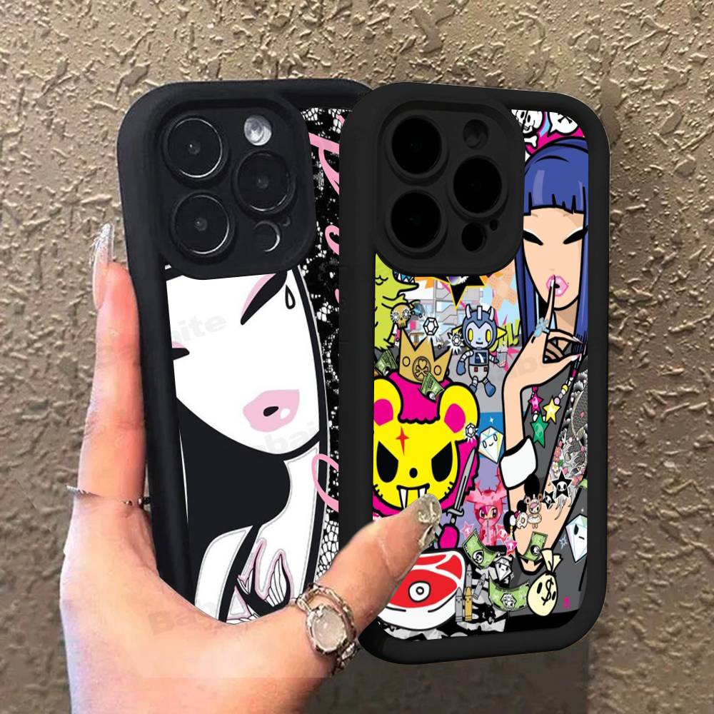 Япония Tokidoki Для IPhone 17 Pro Max 16 15 14 13 12 11 Plus Черный Мягкий Чехол для Телефона