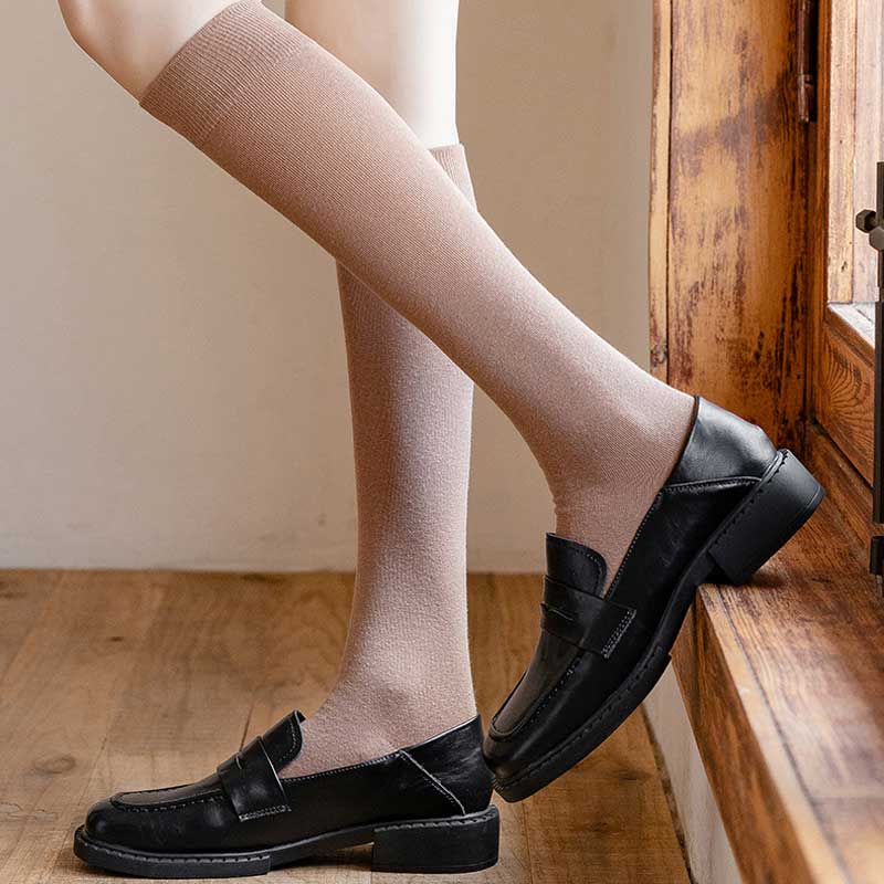 Женские гольфы, хлопковые зимние теплые носки, белые, черные вечерние сексуальные длинные носки для танцев, модные носки до середины икры