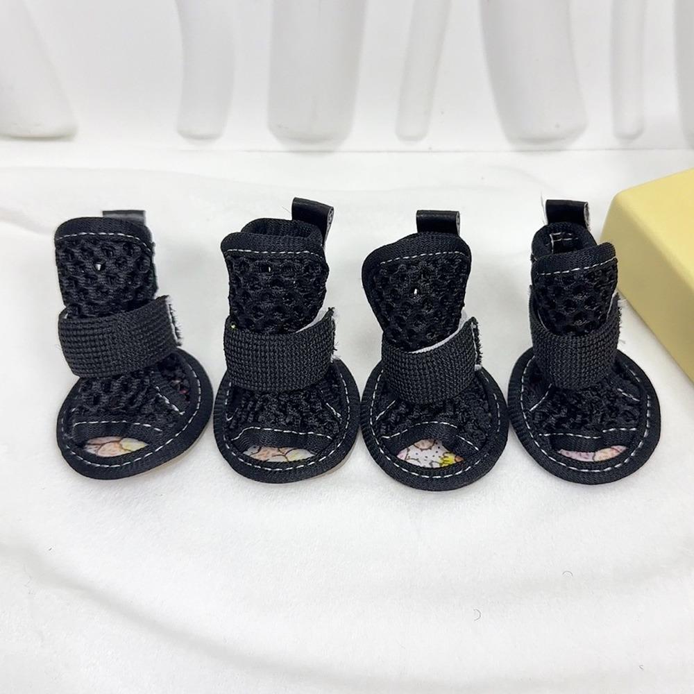 4Pcs Soft-sole Pet Sandals Non-slip Cooling Dog Boots Cute Dog Shoes Summer