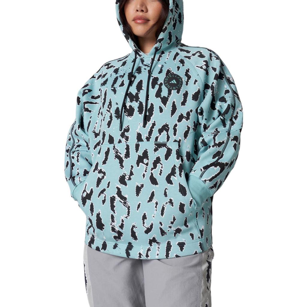 Adidas X Stella McCartney Printed Hooded Sweatshirt Women Hoodies Aqua-Green HA8909