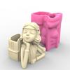 Backpack Girl Gypsum Flower  Silicone Mold Epoxy Resin Casting Mold Succulent Vase Cement Mold Pen Holder Mold
