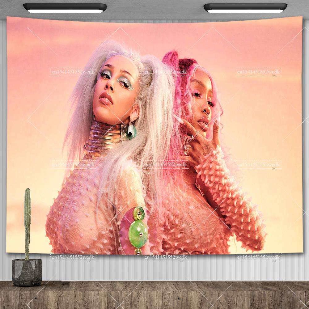 Doja Cat Scarlet Обложка музыкального альбома Плакат Настенный гобелен Хип-хоп Поп Гобелены Эстетическое украшение комнаты Фоновая ткань