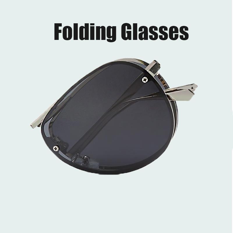 Портативные складные солнцезащитные очки для мужчин Солнцезащитные очки для кемпинга Очки для вождения Овальная оправа Модные солнцезащитные очки для мужчин и женщин