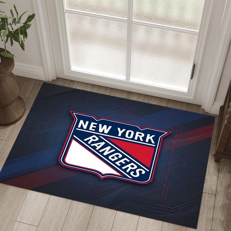 New York Rangers Design Crystal Velvet Carpet Cozy Non?Slip Printed Rug For Bedroom Living Room Entrance