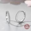 100 %925 Sterling Silver Clear Zircon Simple Fashion Hoop Earrings For Women Girls Anti -Allergy Fine Jewelry Gifts
